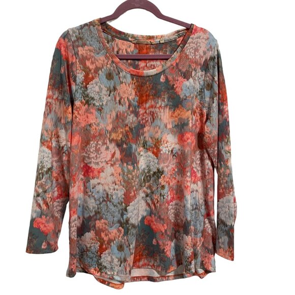 Soft Surroundings‎ Pastel Watercolor Floral Long Sleeve Blouse Size Large - Picture 1 of 8